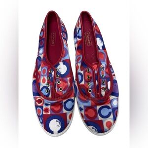 Coach Audrina Patchwork Satin Low Top Sneakers Sz 8.5